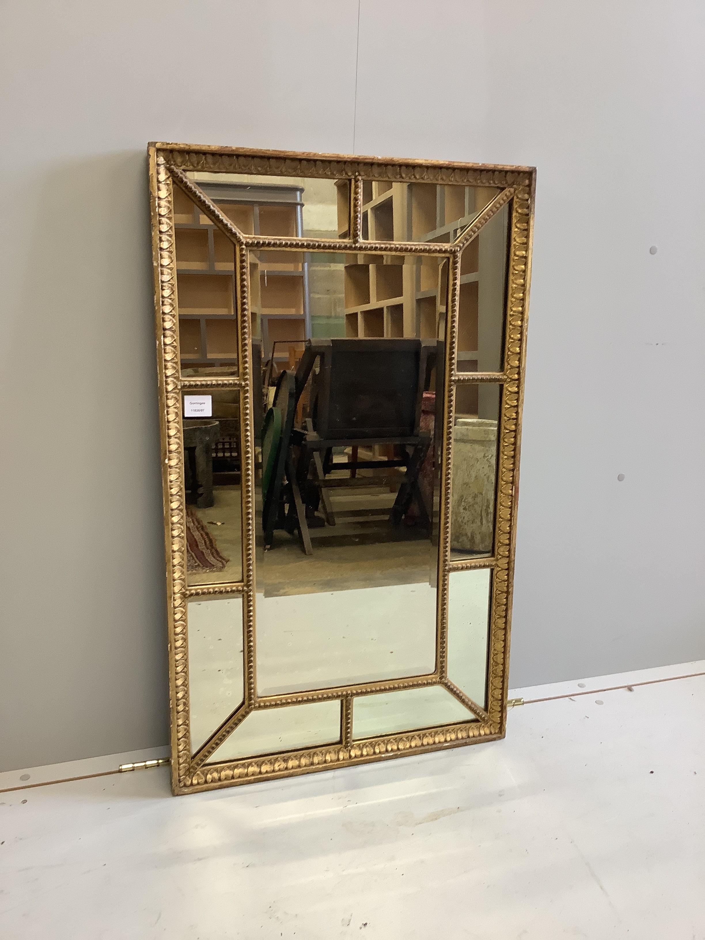 A 19th century rectangular giltwood and composition marginal plate wall mirror, width 62cm, height 102cm